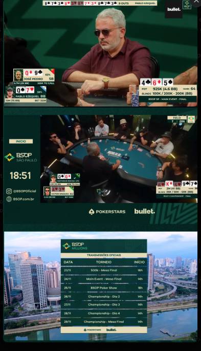 Marca Bullet em transmissão ao vivo do BSOP