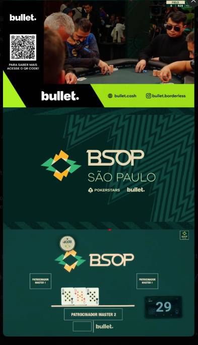 Composição de transmissão com QR e logos Bullet